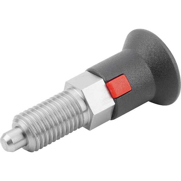 Indexing Plunger Size:4 D1=M20X1, 5, D=10, Form:A Wout Locknut, Stainless Not Hardened, Comp: Plastic